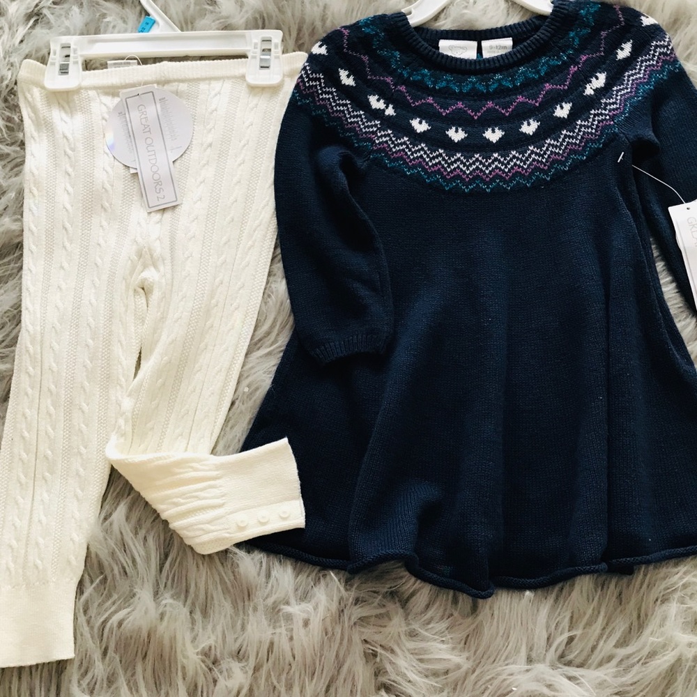 Winter Sweater Dress and leggings —Toddler Girl